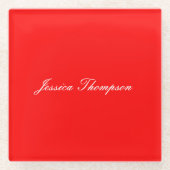 Dessous-de-verre En Verre Moderne élégant Plain Simple Professionnel Rouge (Devant)