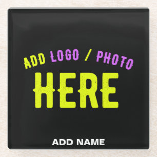 DESSOUS-DE-VERRE EN VERRE MODERNE ET MODERNE PERSONNALISABLE NOIR VÉRIFIÉ