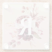 Dessous-de-verre En Verre Moderne Pastel Rose & Flore Rouge Avec Initiale (Dos)