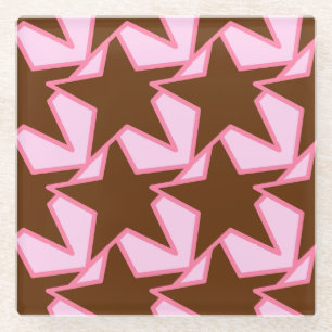Dessous-de-verre En Verre Moderne Star Géométrique - brun foncé et rose