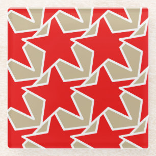 Dessous-de-verre En Verre Moderne Star Géométrique - rouge profond et taupe