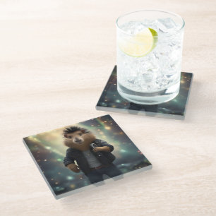 Dessous-de-verre En Verre "Mohawk Capybara : Faire danser la rivière !"