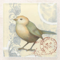 Moineau jaune et vert sur l'arrière - plan vintage
