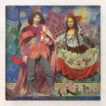 Dessous-de-verre En Verre Mona Lisa Romantic Funny Art coloré<br><div class="desc">Cette merveilleuse invitation prend des éléments de la Mona Lisa et de Van Gogh's Starry nuit pour faire un thème mariage exceptionnellement unique et fantasque stationnaire pour une invitation, merci, numéro de table, et plus encore! Mona Lisa - Cette image présente la Mona Lisa avec son homme, dansant dans la...</div>