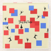 Dessous-de-verre En Verre Mondrian's Dancing Cubes Blue Red Light Arrière -  (Devant)