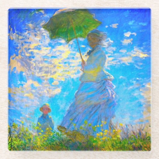 Dessous-de-verre En Verre Monet Woman avec un parasol (Devant)