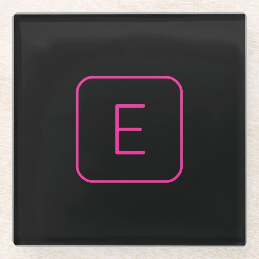 Dessous-de-verre En Verre Monogram de Styled | Pink & Black (Devant)