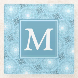 Dessous-de-verre En Verre Monogramme ange bleu cercles motif
