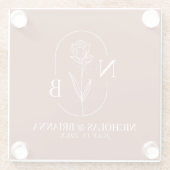 Dessous-de-verre En Verre Monogramme Boho Terracotta Burnt Orange Mariage (Dos)