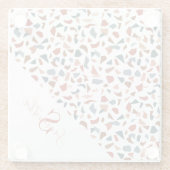 Dessous-de-verre En Verre Monogramme Brown moderne Terrazzo (Dos)
