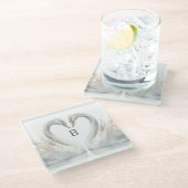 Dessous-de-verre En Verre Monogramme de cygne (Incliné)