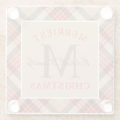 Dessous-de-verre En Verre Monogramme de Noël Tan Rouge Rustique (Dos)