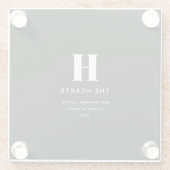 Dessous-de-verre En Verre Monogramme de nom et message moderne éditable | No (Dos)