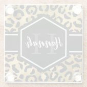 Dessous-de-verre En Verre Monogramme de points de léopard noir or (Dos)
