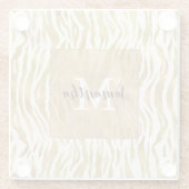 Dessous-de-verre En Verre Monogramme d'impression Cream Gold Zebra (Dos)