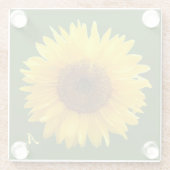 Dessous-de-verre En Verre Monogramme et beau tournesol sur la forêt verte (Dos)