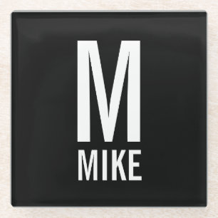 Dessous-de-verre En Verre Monogramme et nom personnalisés modernes