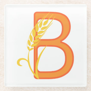 Dessous-de-verre En Verre monogramme floral B lettre majuscule