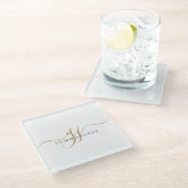 Dessous-de-verre En Verre Monogramme Gold Noir tendance Nom initial du scrip (Incliné)
