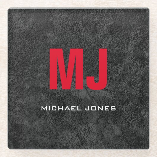 Dessous-de-verre En Verre Monogramme gris unique tendance ton nom (Devant)