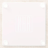 Dessous-de-verre En Verre Monogramme initial | Blanc sur rose clair (Dos)
