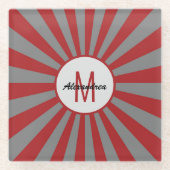 Dessous-de-verre En Verre Monogramme initial gris moderne (Devant)