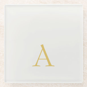 Dessous-de-verre En Verre Monogramme initial professionnel couleur or et pas