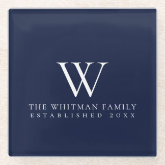 Dessous-de-verre En Verre Monogramme Maison Familiale Navy