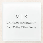 Dessous-de-verre En Verre Monogramme minimaliste moderne ou ajouter un logo (Devant)