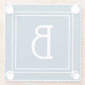 Dessous-de-verre En Verre Monogramme Moderne Océan Bleu & Blanc Initiale (Dos)