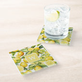 Dessous-de-verre En Verre Monogramme Motif Citrus citron (Incliné)