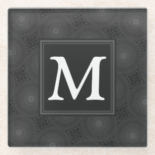 Dessous-de-verre En Verre Monogramme motif des cercles de charbon