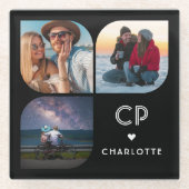 Dessous-de-verre En Verre Monogramme Nom 3 Photo Moderne tendance Simple (Devant)