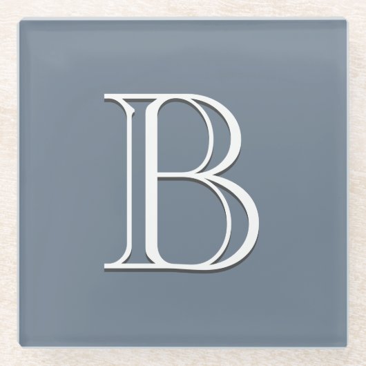 Dessous-de-verre En Verre Monogramme personnalisé Initial Moyen Bleu & Blanc (Devant)