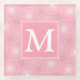 Dessous-de-verre En Verre Monogramme rose cercles motif