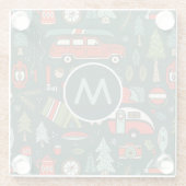 Dessous-de-verre En Verre Monogramme Rustique Camping de Noël (Dos)