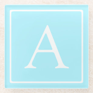 Dessous-de-verre En Verre Monogramme simple bleu ciel