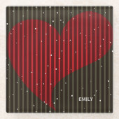 Dessous-de-verre En Verre Monogramme Simple Coeur Rouge (Devant)