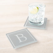 Dessous-de-verre En Verre Monogramme simple gris clair (Incliné)