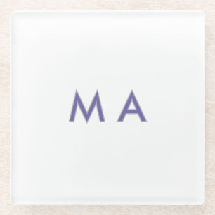 Dessous-de-verre En Verre Monogramme simple violet gris ajoutez votre nom mo
