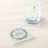 DESSOUS-DE-VERRE EN VERRE MONOGRAMME SUCCULENT D'AQUARELLE DE FEUILLAGE (Incliné)