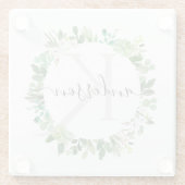 DESSOUS-DE-VERRE EN VERRE MONOGRAMME SUCCULENT D'AQUARELLE DE FEUILLAGE (Dos)