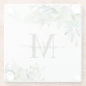 Dessous-de-verre En Verre Monogramme végétal moderne Eucalyptus (Dos)