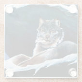 Dessous-de-verre En Verre Mont Lynx d'hiver (Dos)