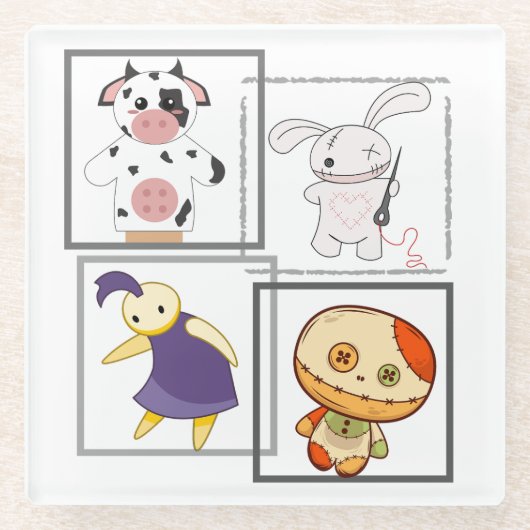 Dessous-de-verre En Verre Montrer les marionnettes.w (Devant)