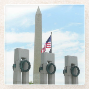 Dessous-de-verre En Verre Monument Washington et mémorial de la Seconde Guer
