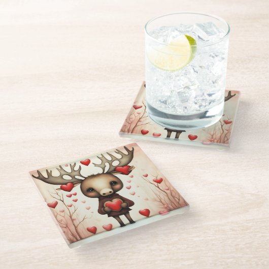 Dessous-de-verre En Verre Moose Love 3 (Incliné)