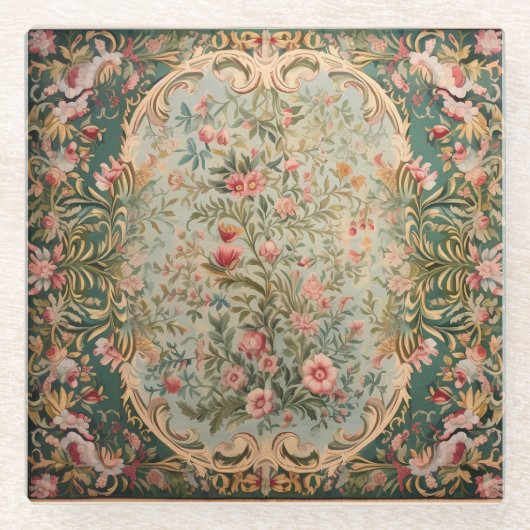 Dessous-de-verre En Verre Moquette orientale florale (Devant)