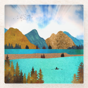 Dessous-de-verre En Verre Morning Lake Rower