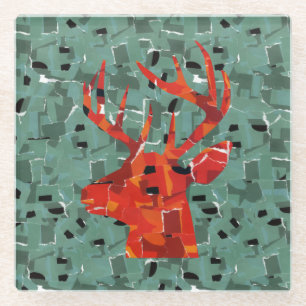 Dessous-de-verre En Verre Mosaïque de silhouette de tête de cerf